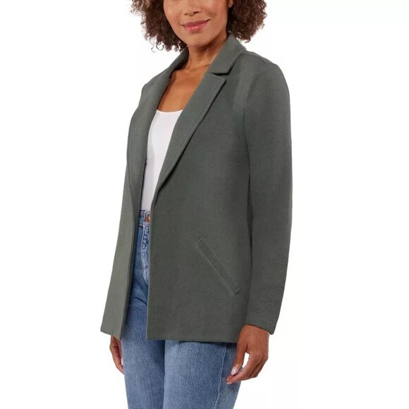 Matty M Women's The Knit Boyfriend Blazer Dark Sage, Size M (New) - Picture 4 of 5